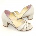 Peep Toe Premium 24614 Off White com Prata Velho