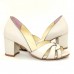 Peep Toe Premium 24614 Off White com Prata Velho