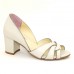 Peep Toe Premium 24614 Off White com Prata Velho